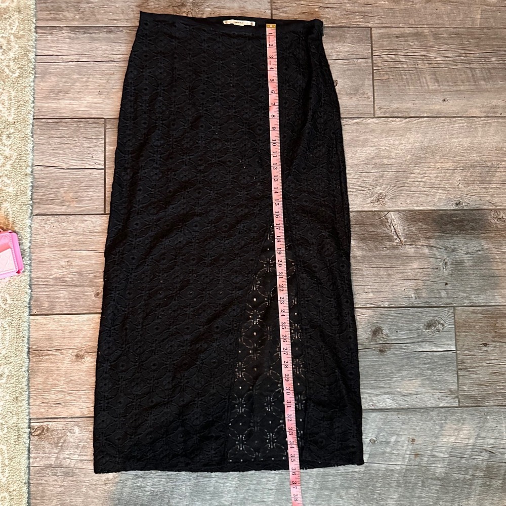 Kimchi Blue Black Lace Maxi Skirt Women's Medium Bohemian Festival Slit - Picture 5 of 6